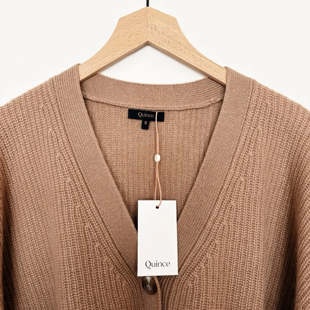 Quince Mongolian Cashmere Oversized Boyfriend Cardigan Sweater in Brown Size S - Picture 3 of 6